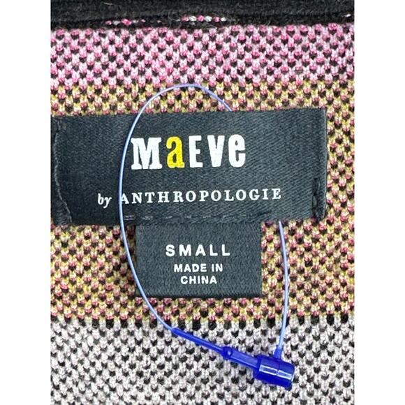 Anthropologie Maeve Cropped Sweater Black Pink Fair Isle Sleeveless Winter S - Picture 3 of 5